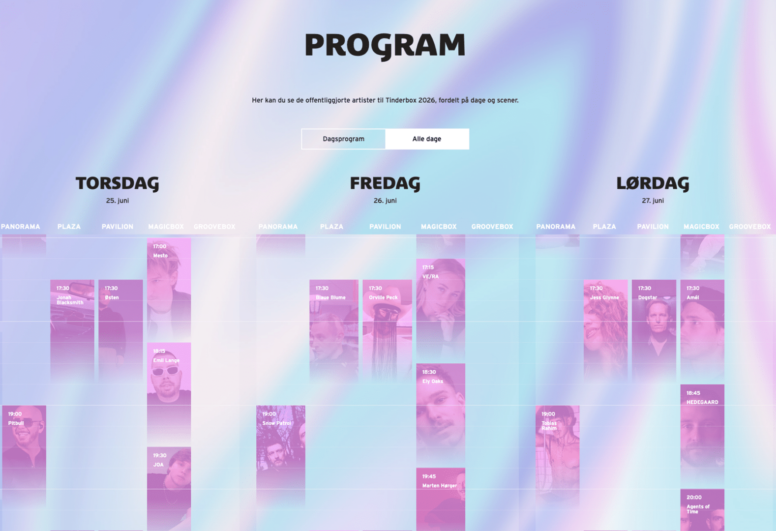 Tinderbox Program Forside - Tinderbox 25. - 27. juni 2026